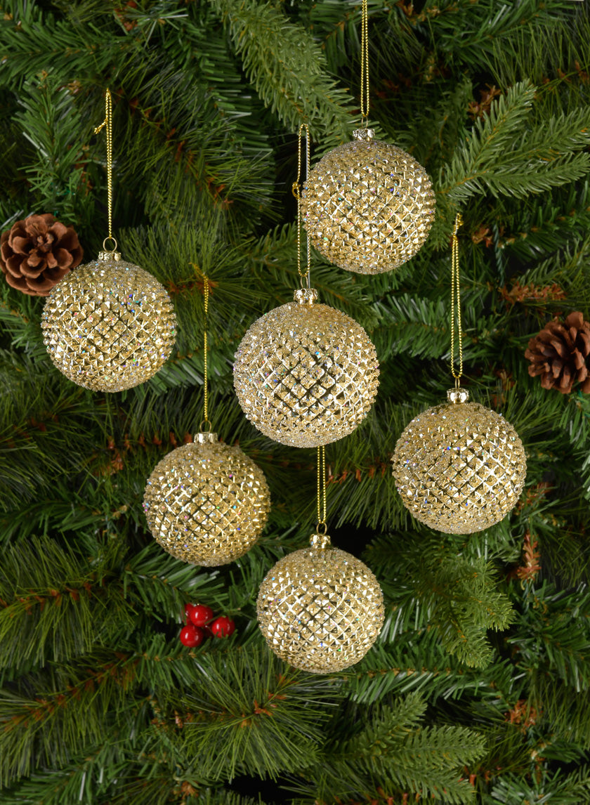 3in Gold Glitter Durian Ball Ornament