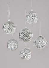 3in Silver Glitter Durian Ball Ornament