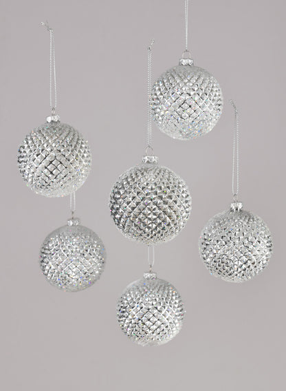 3in Silver Glitter Durian Ball Ornament