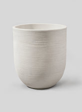 14 1/4in Tulum Sand Fiber Round White Pot