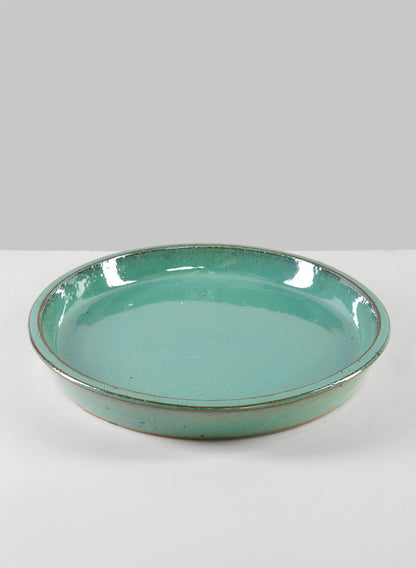 14in Laos Teal Glazed Saucer