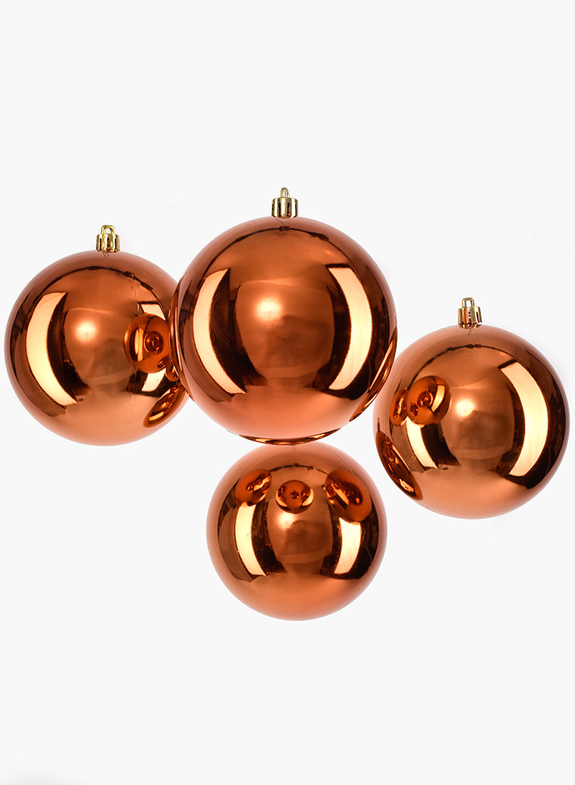 4in Shiny Copper Plastic Ornament Ball