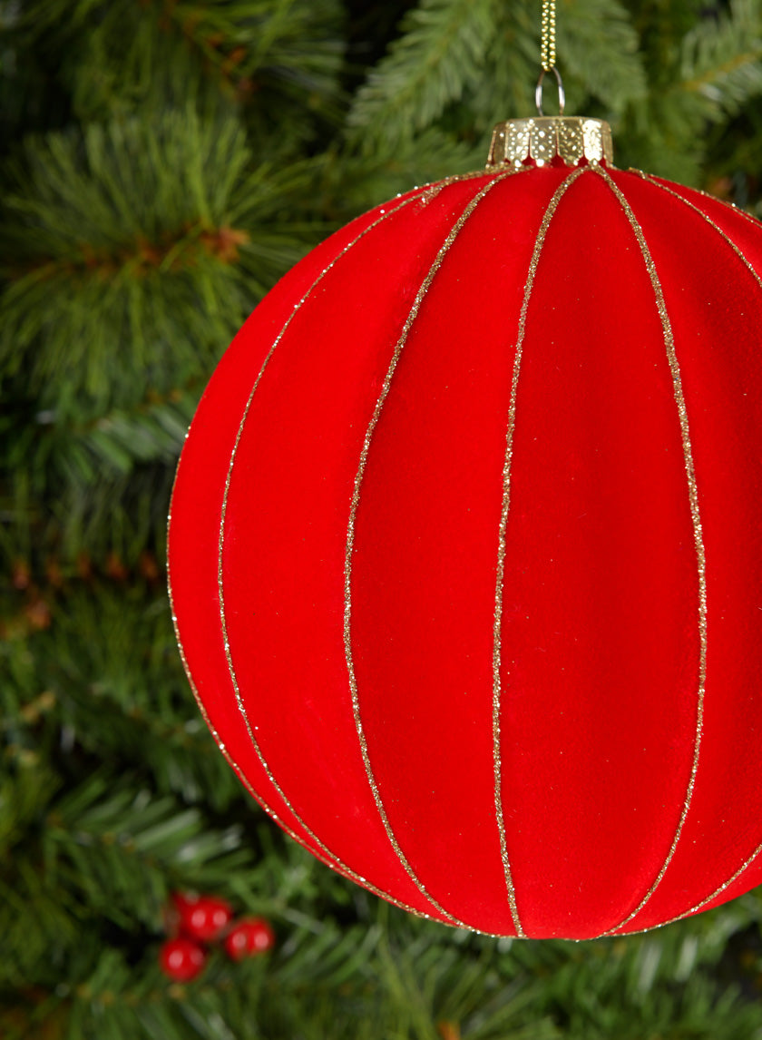 6in Red Flocked Ornament