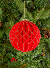 6in Red Flocked Stripe Ornament