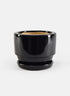 5in Glossy Black Pot & Saucer