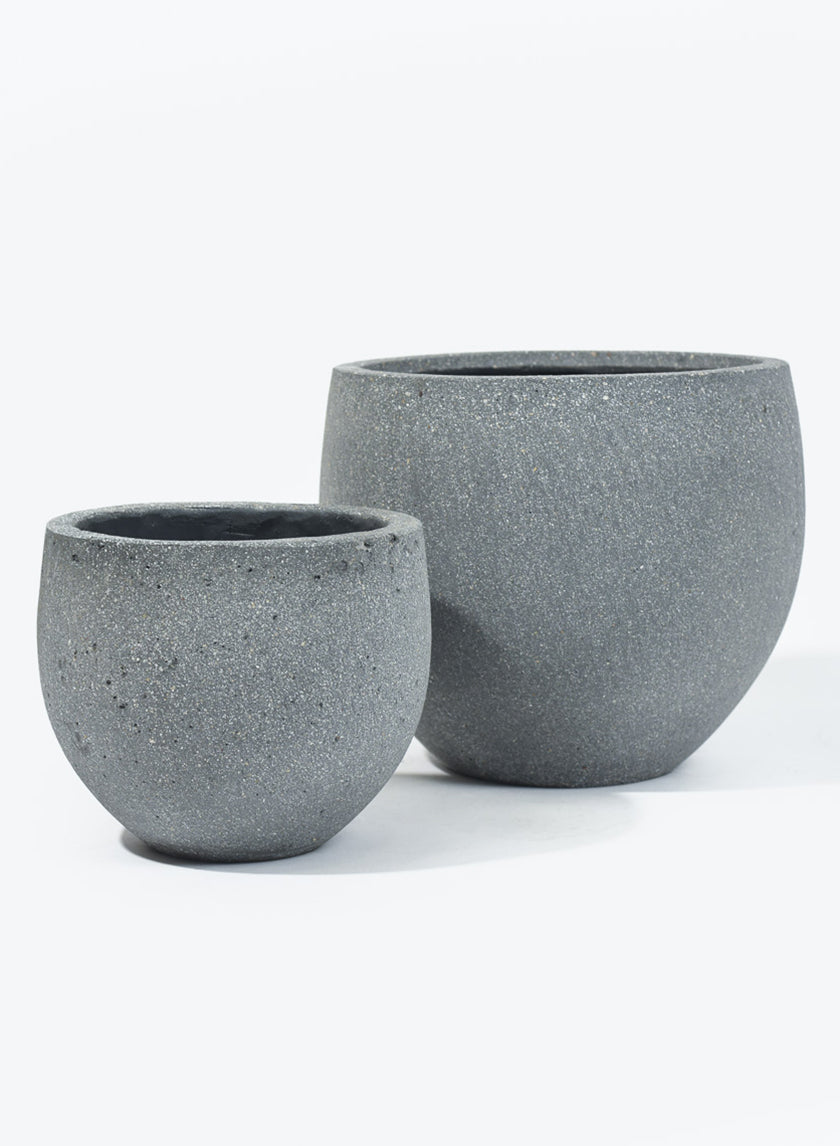 Round Rough Grey Ficonstone Pots