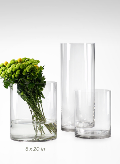 8x8, 10x12, &amp; 8x20-inch Clear Glass Cylinders