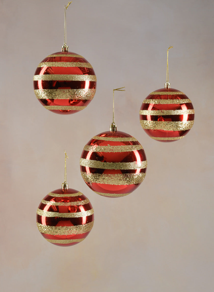 4in Red/Gold Glitter Balls