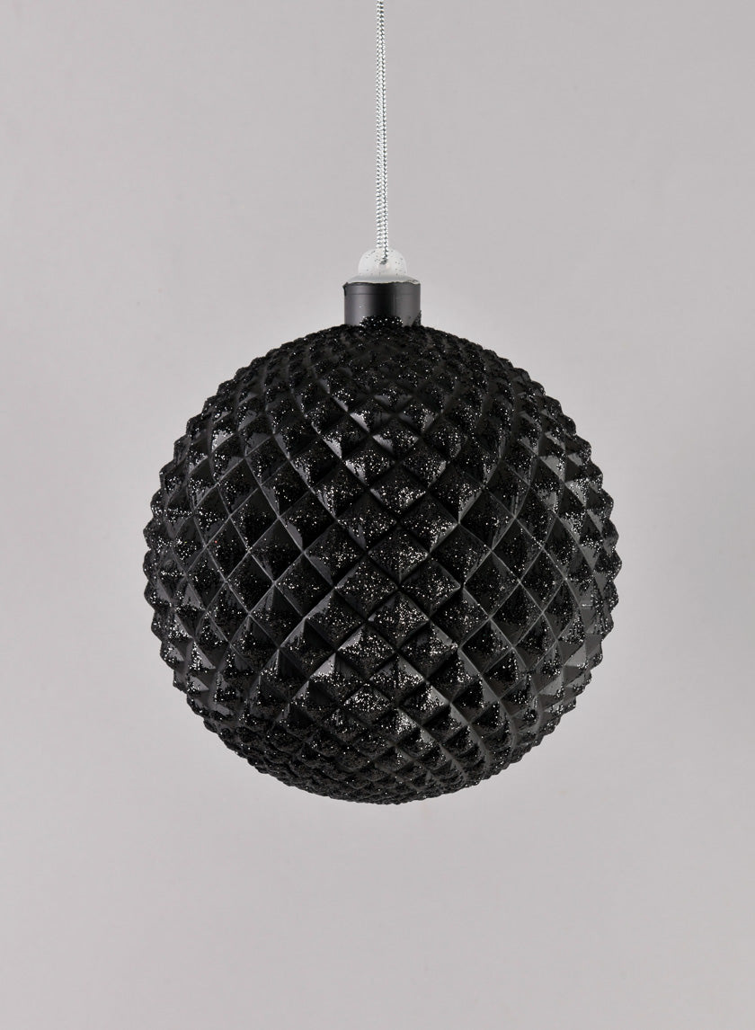 5in Glitter Spike Black Ornament