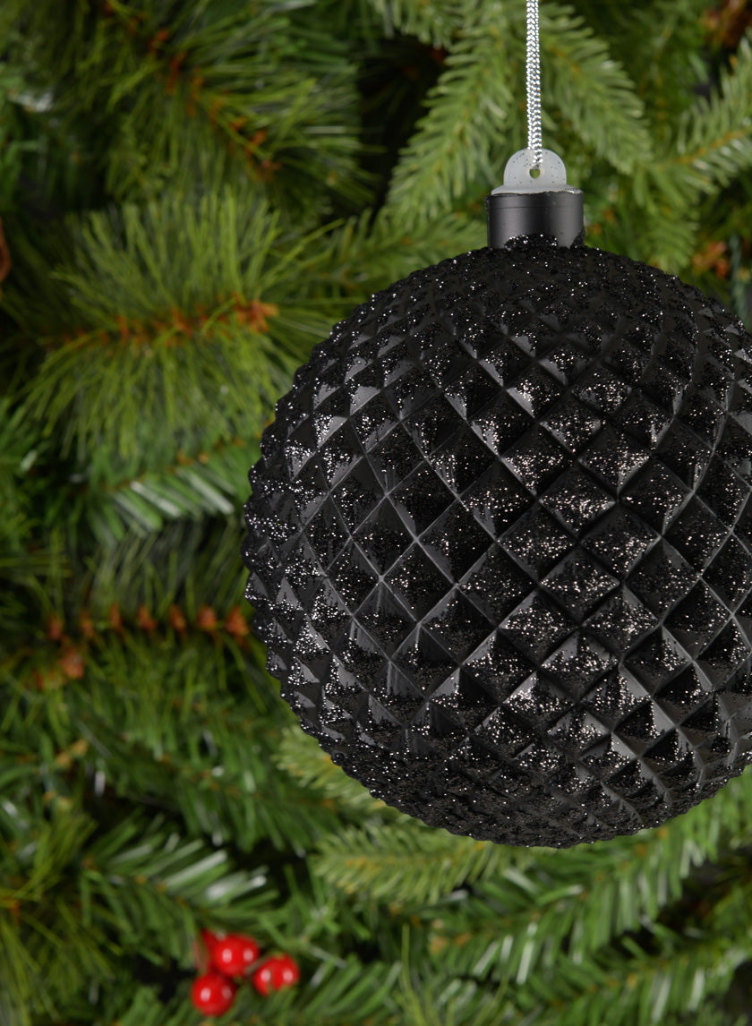 5in Glitter Spike Black Ornament