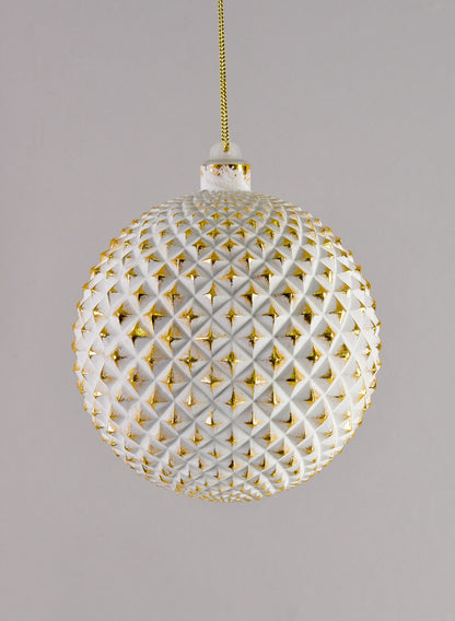 5in Etched Gold White Ornament