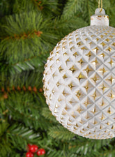 5in Etched Gold White Ornament