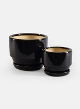 5in Glossy Black Pot & Saucer