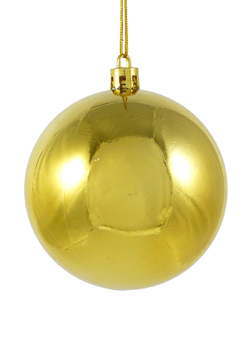 3 1/8in (80mm) Shiny Gold Plastic Ornament Ball