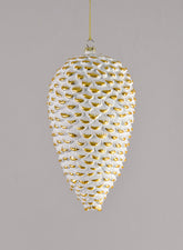 7in Etched Gold White Pinecone