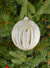 4in Royal Etched Gold White Ornament