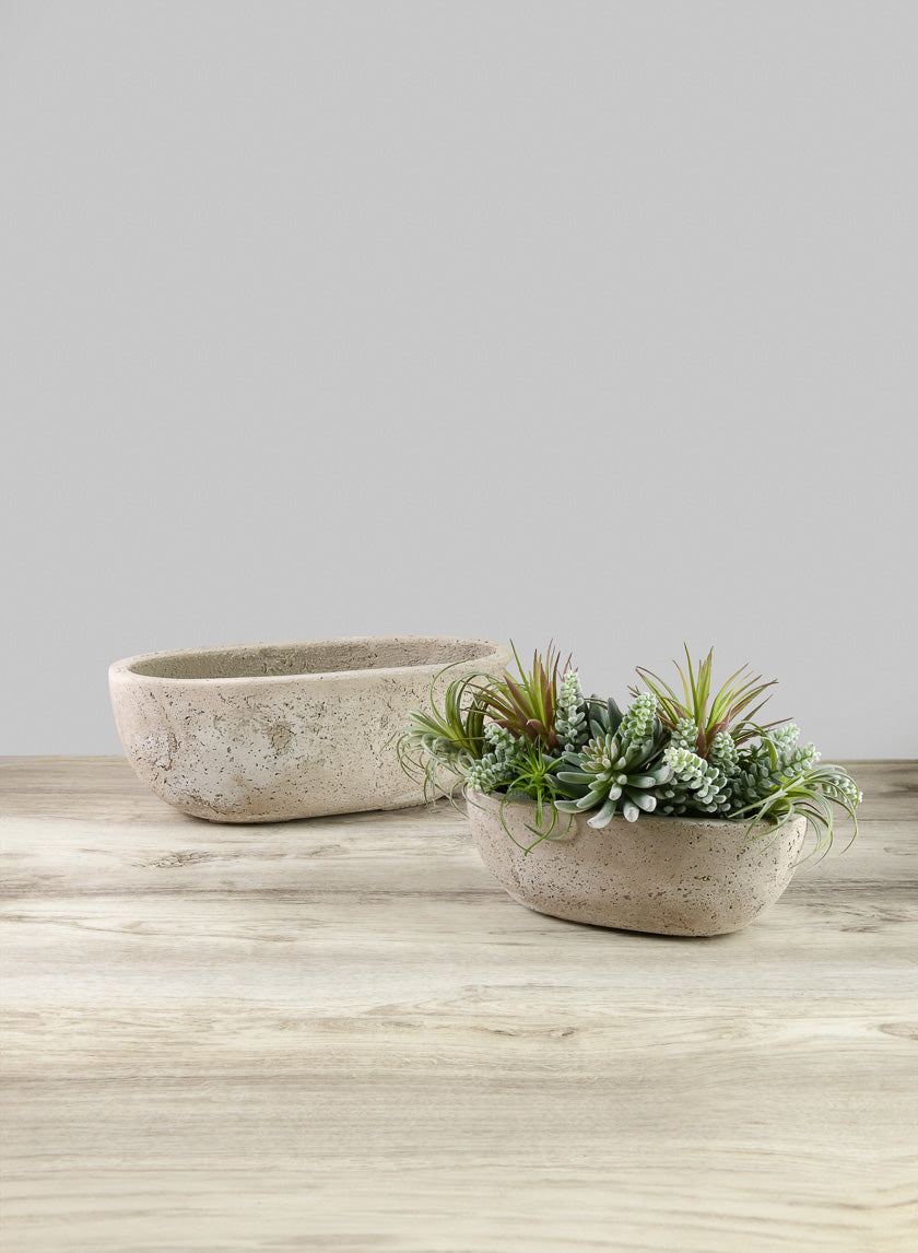 Yerevan Natural Cement Stone Oval Planters