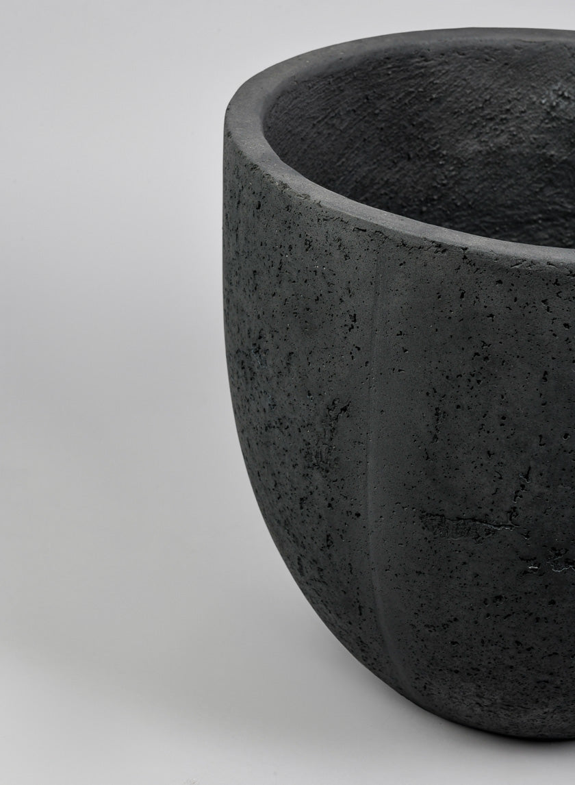 Yerevan Black Cement Stone Egg Pot