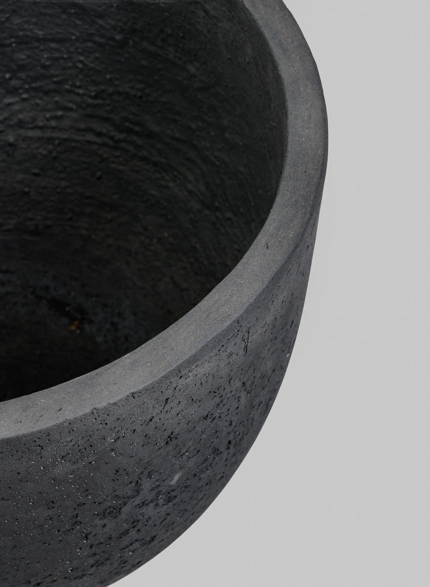 Yerevan Black Cement Stone Egg Pot