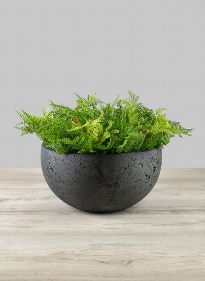 Yerevan Black Cement Stone Bowl Planter