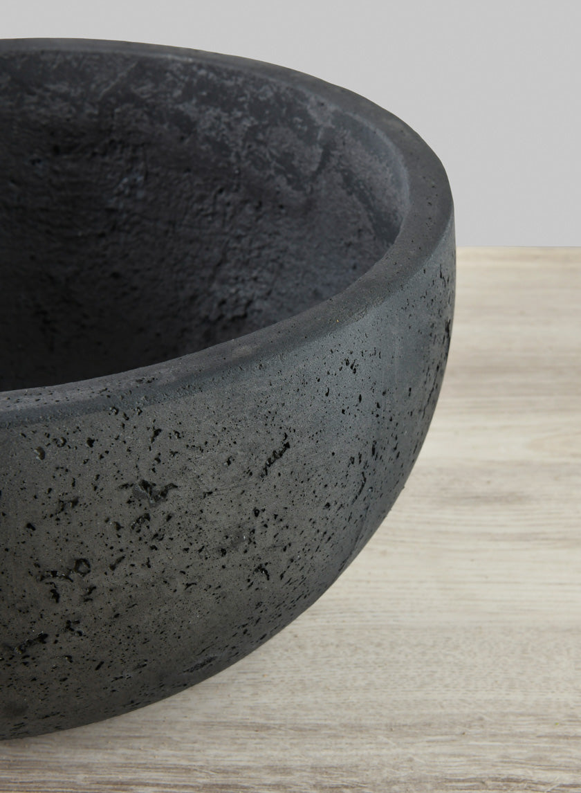 Yerevan Black Cement Stone Bowl Planter