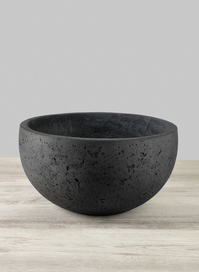 Yerevan Black Cement Stone Bowl Planter