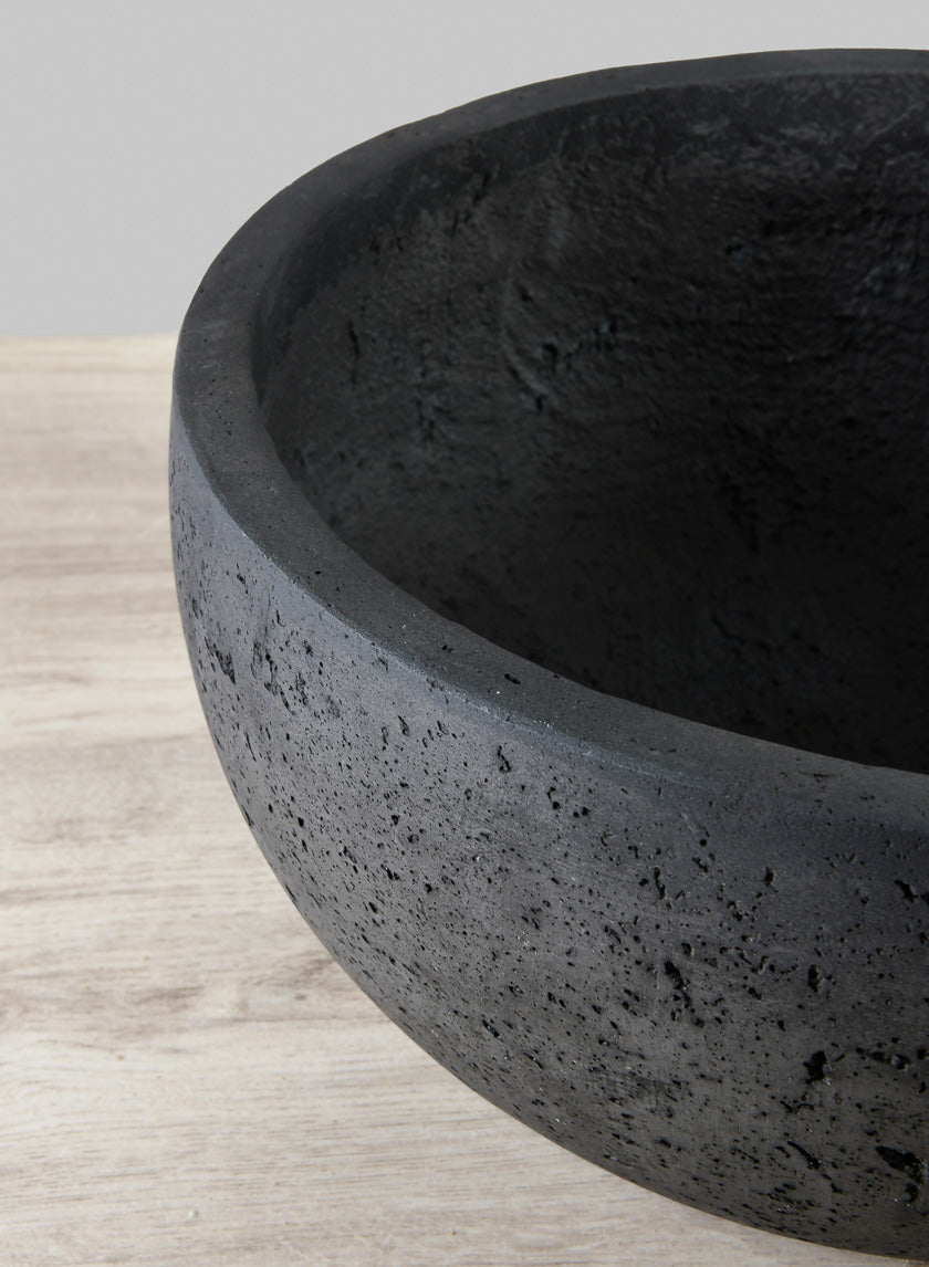 Yerevan Black Cement Stone Bowl Planter