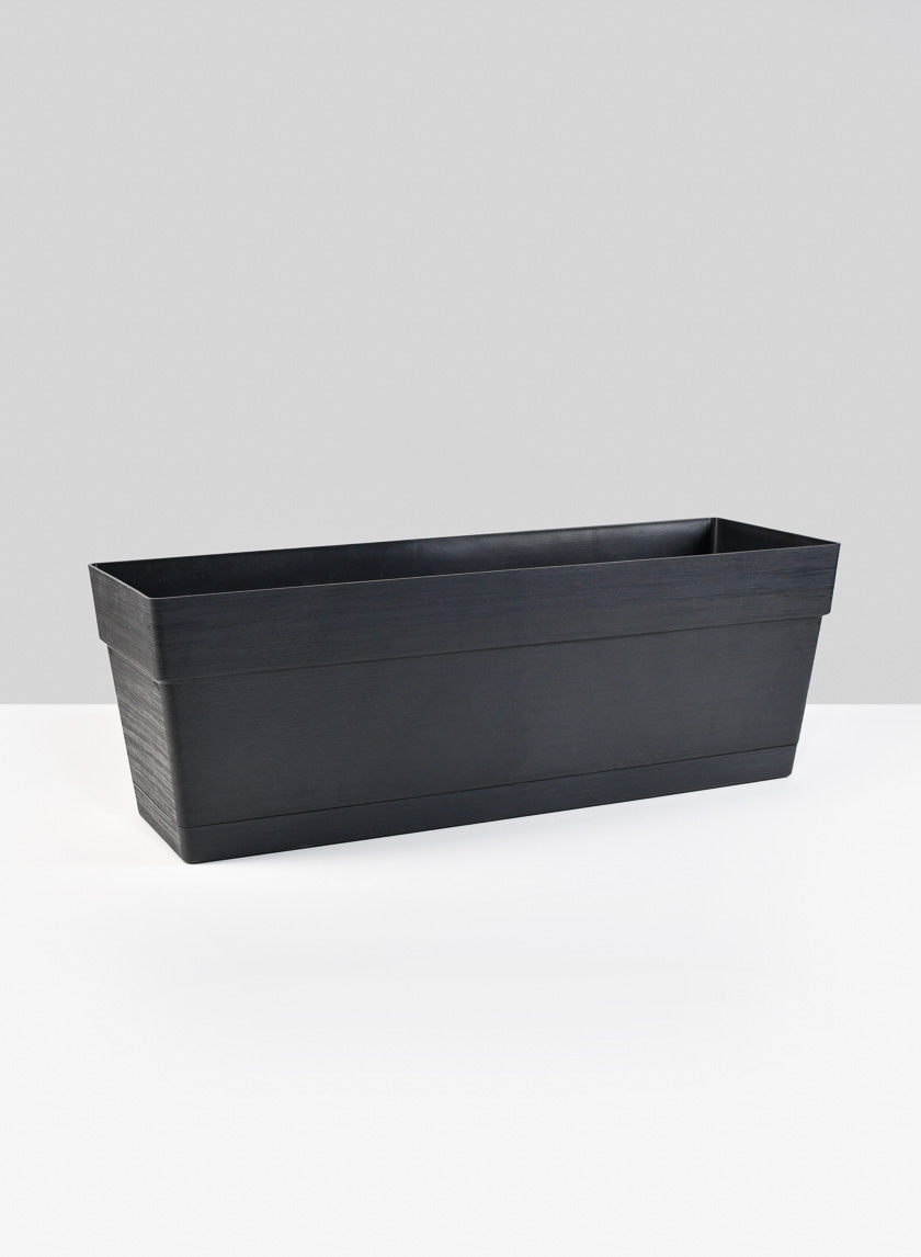 19  1/4in Loft  Black Window Box With Attached Saucer