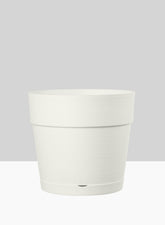 8in & 10in Loft White Plastic Pot With Attached Saucer