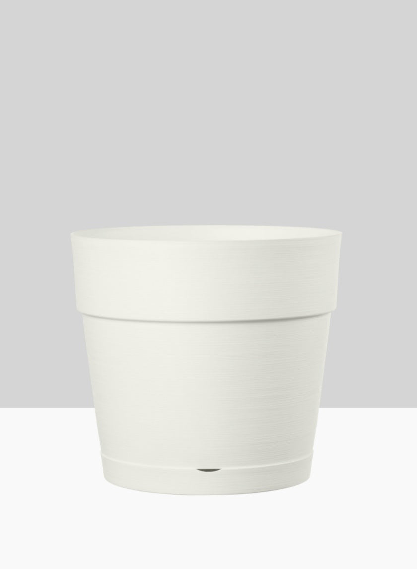 8in &amp; 10in Loft White Plastic Pot With Attached Saucer