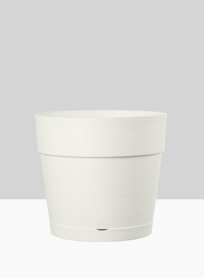 8in &amp; 10in Loft White Plastic Pot With Attached Saucer