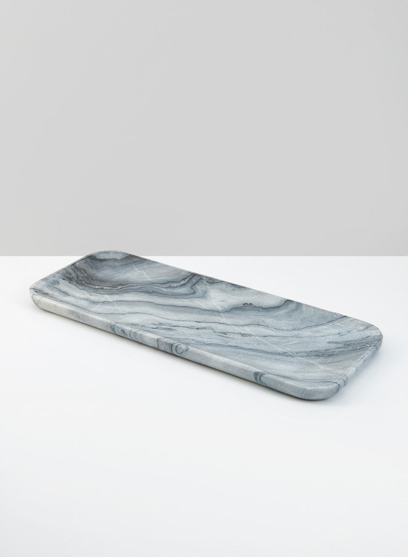 12in Lunigiana Gray Beveled Marble Tray