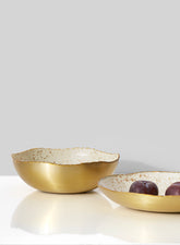 8  1/2in Gold & Ivory Speckled Enamel Bowl