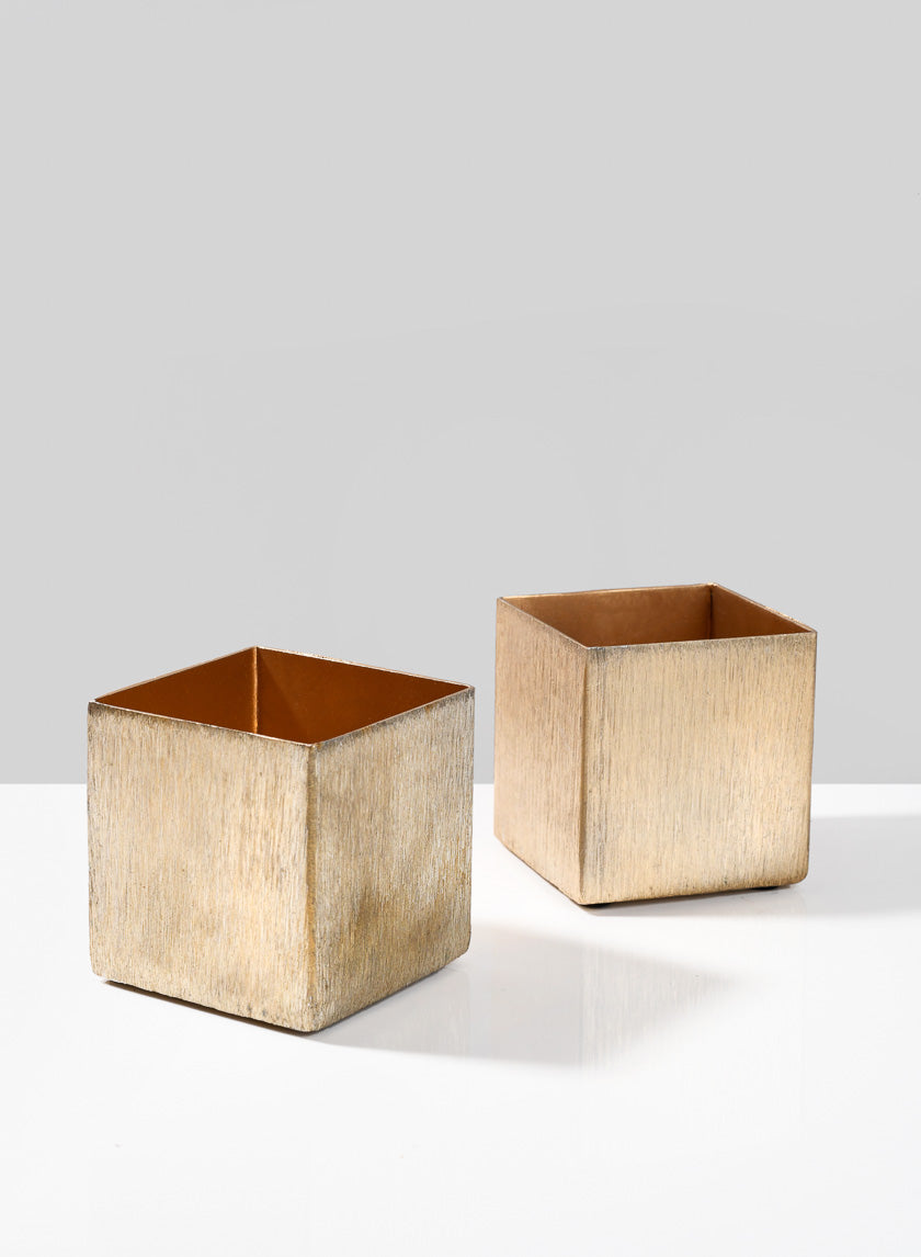 3in Gold Cube Vase