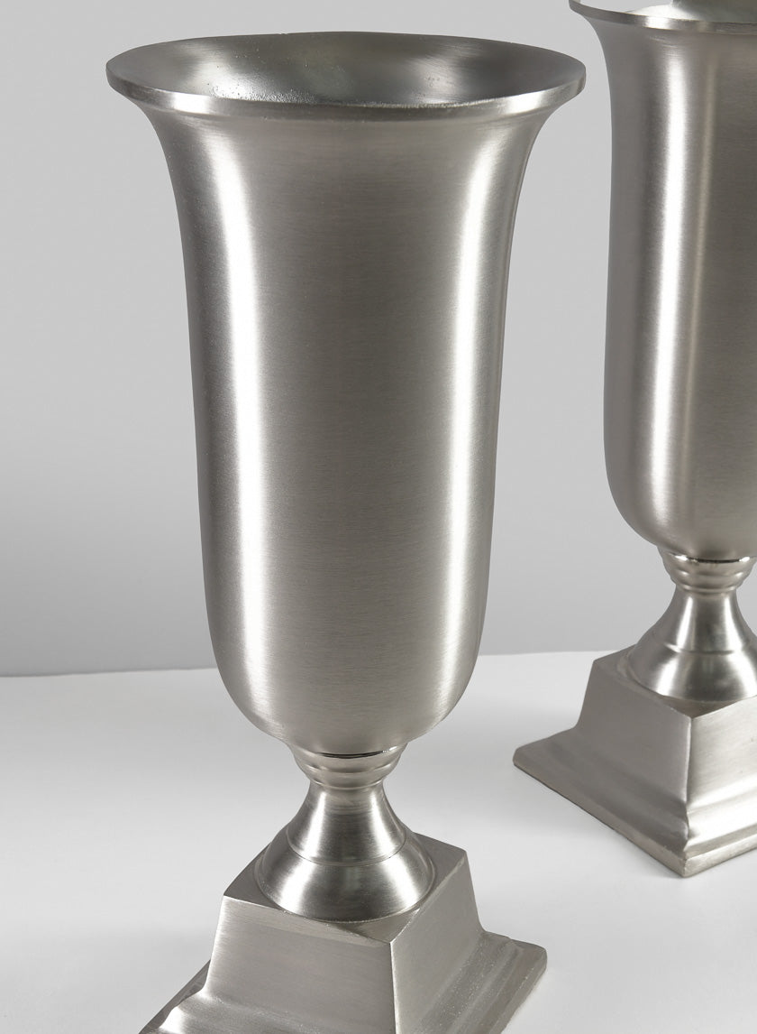 14in Araami Matte Silver Aluminium Urn