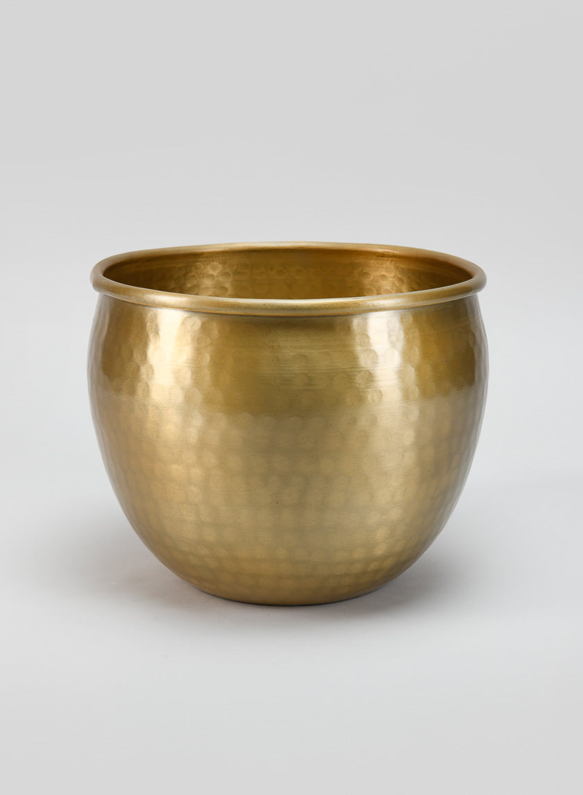 Devdas Brass Look Aluminium Indoor Garden Pot, Medium