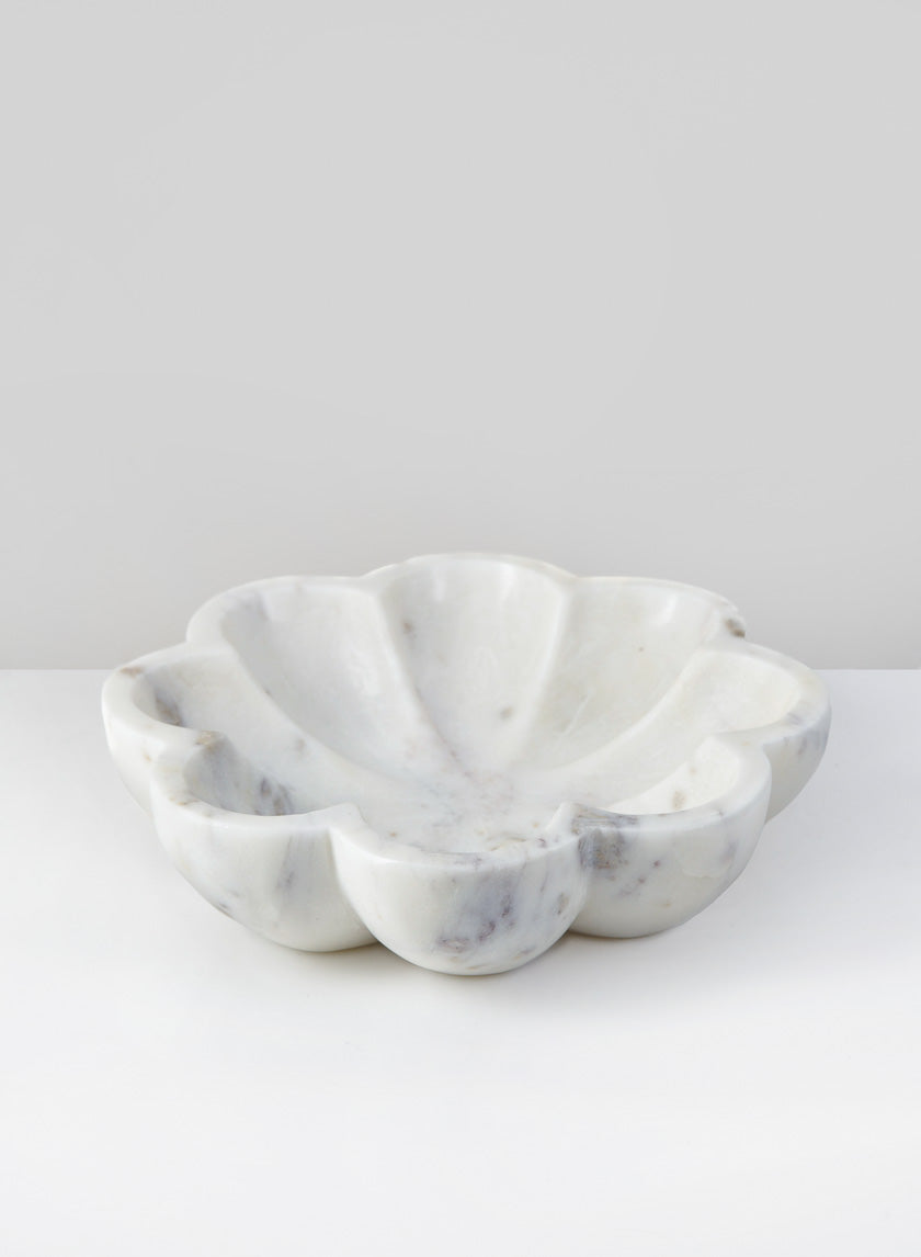 8in Ashgabat White Marble Petal Tray