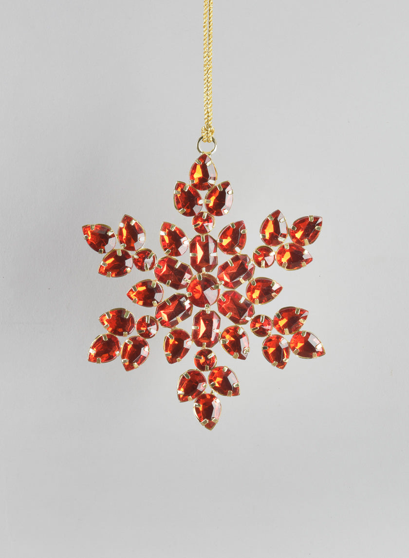 Acrylic Red Stone Hangging Snowflake