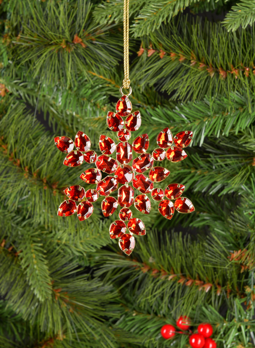 Acrylic Red Stone Hangging Snowflake