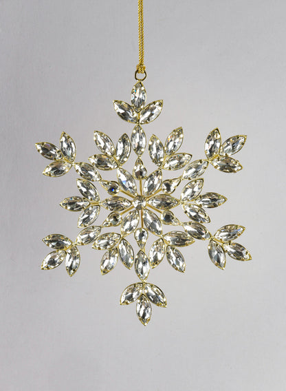 Silver Glass Stone Snowflake with Gold Frame