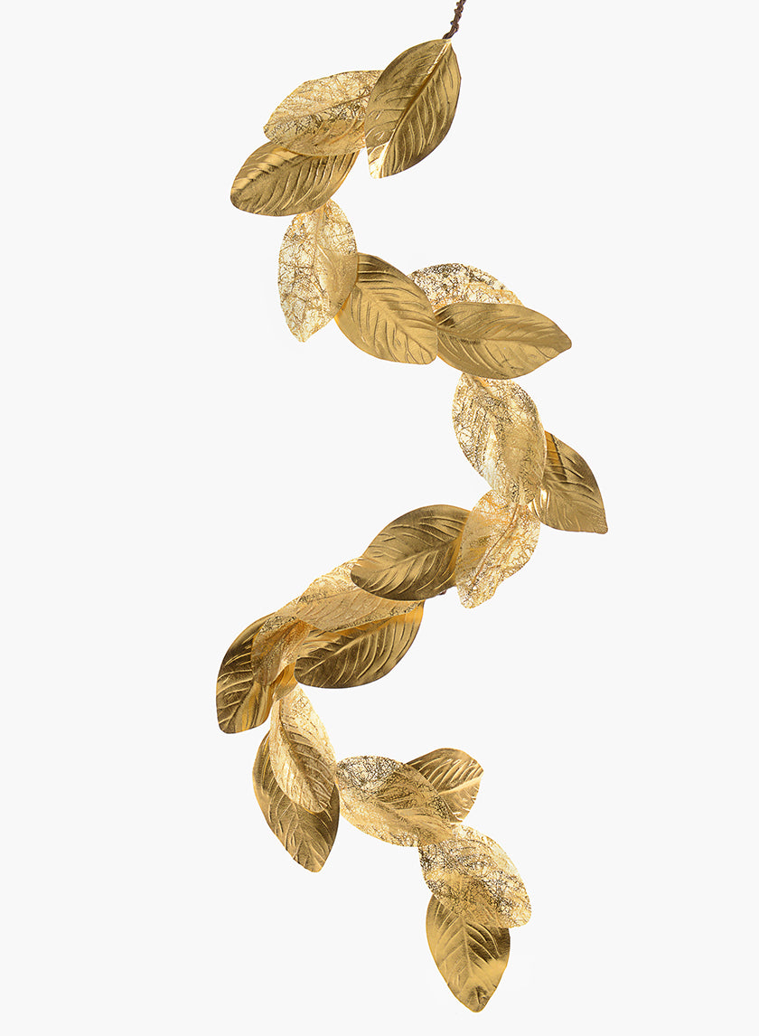 4ft Gold Magnolia Leaf Garland