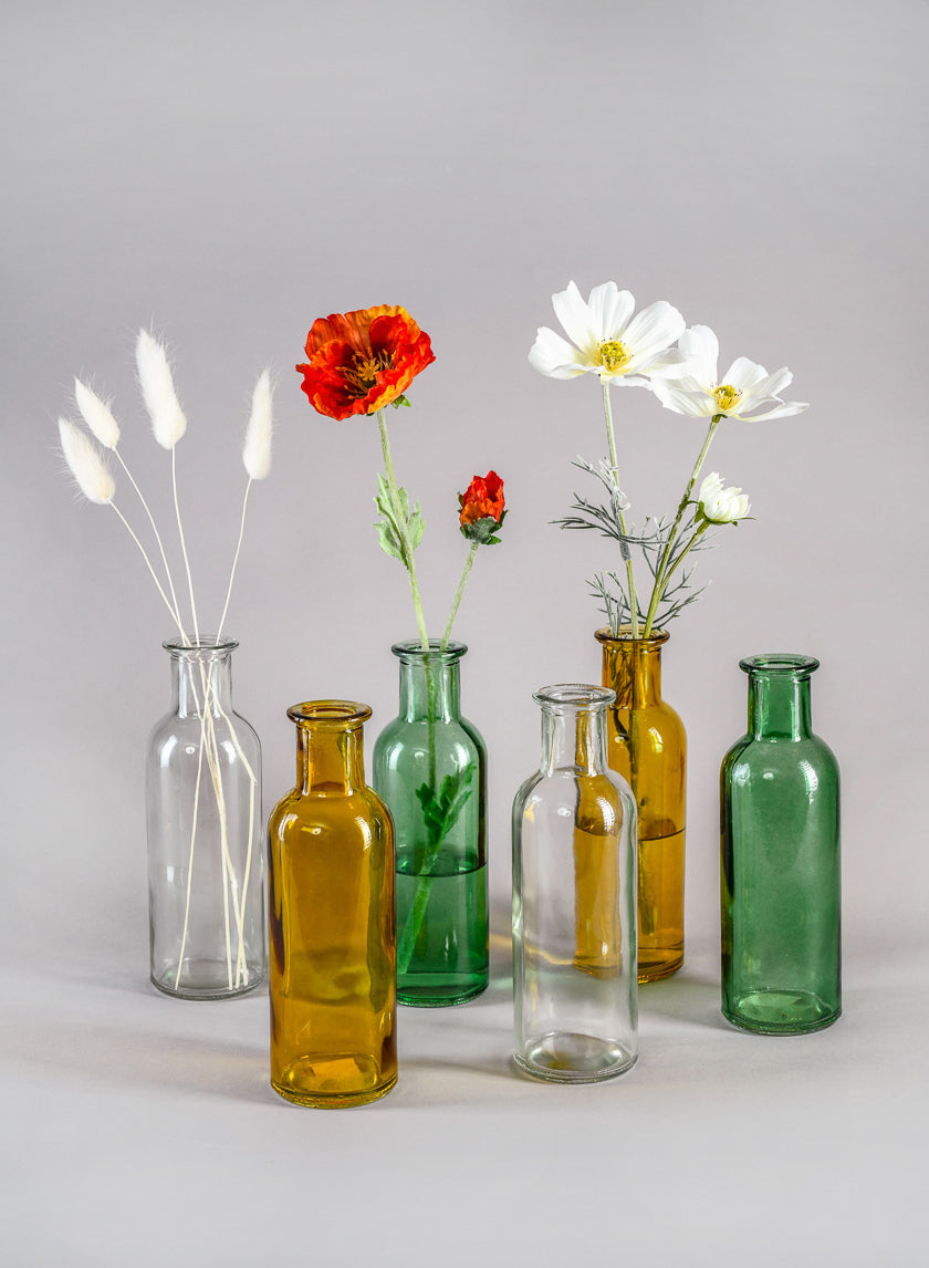 Amber Glass Bottle Bud Vases