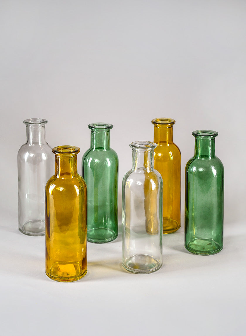 Green Glass Bottle Bud Vases