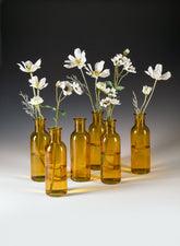 Amber Glass Bottle Bud Vases