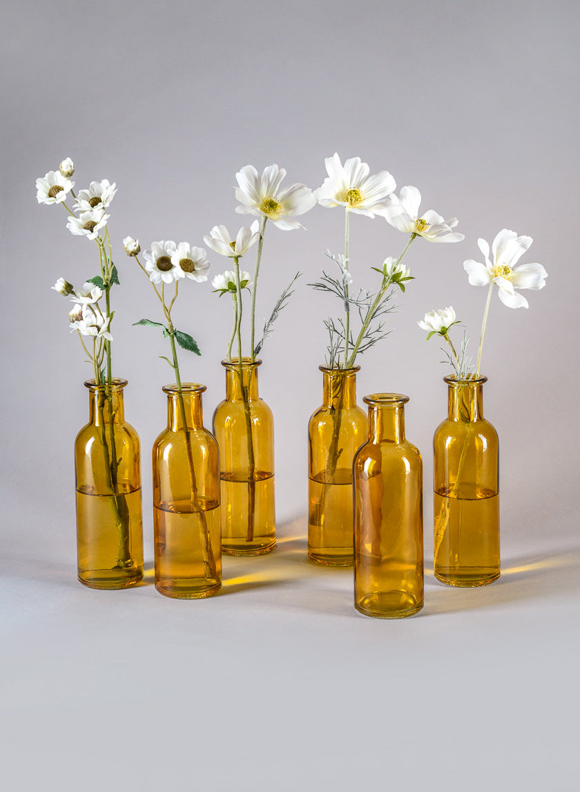 Amber Glass Bottle Bud Vases