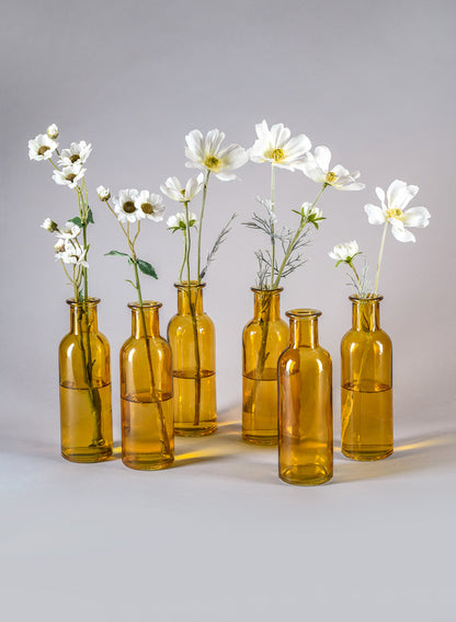 Amber Glass Bottle Bud Vases