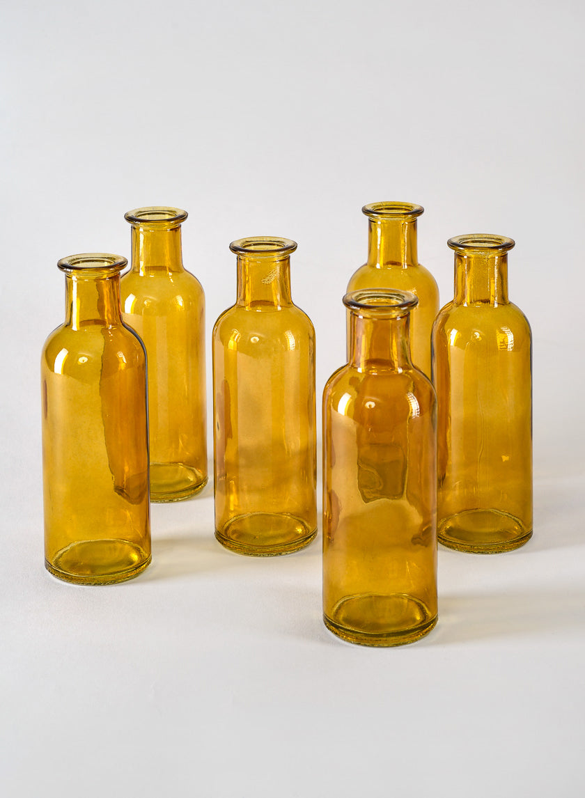 Amber Glass Bottle Bud Vases