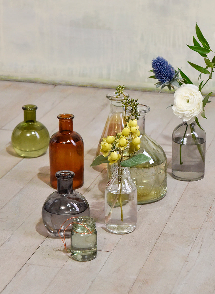 Amber Medicine Bottle Bud Vase