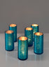 2 x 4in H Antique Frosted Turquoise Cylinder