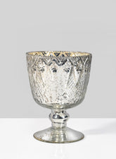 7in & 9in Patterned Silver Mercury Glass Coupes